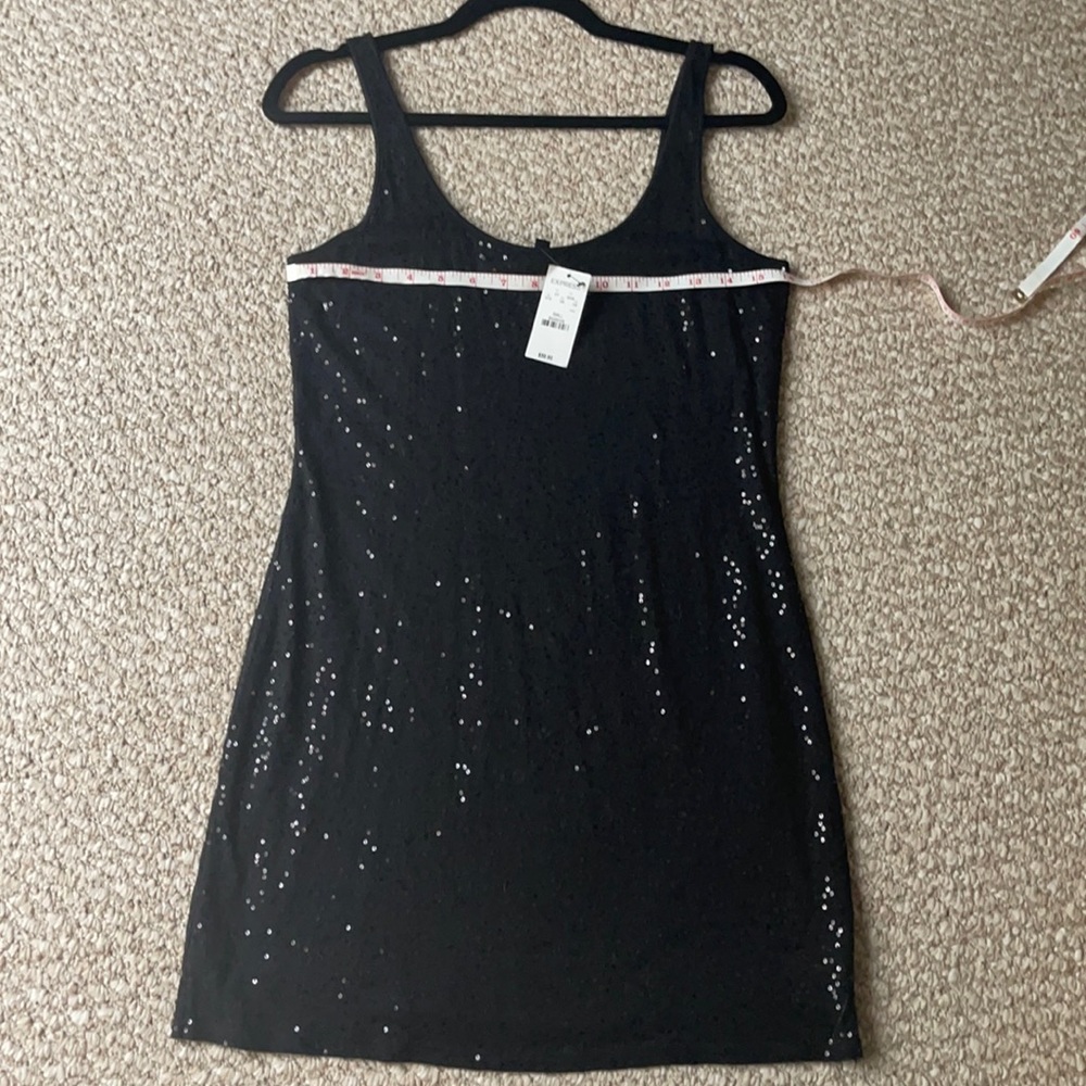 Express black small sequins sleeveless mini dress